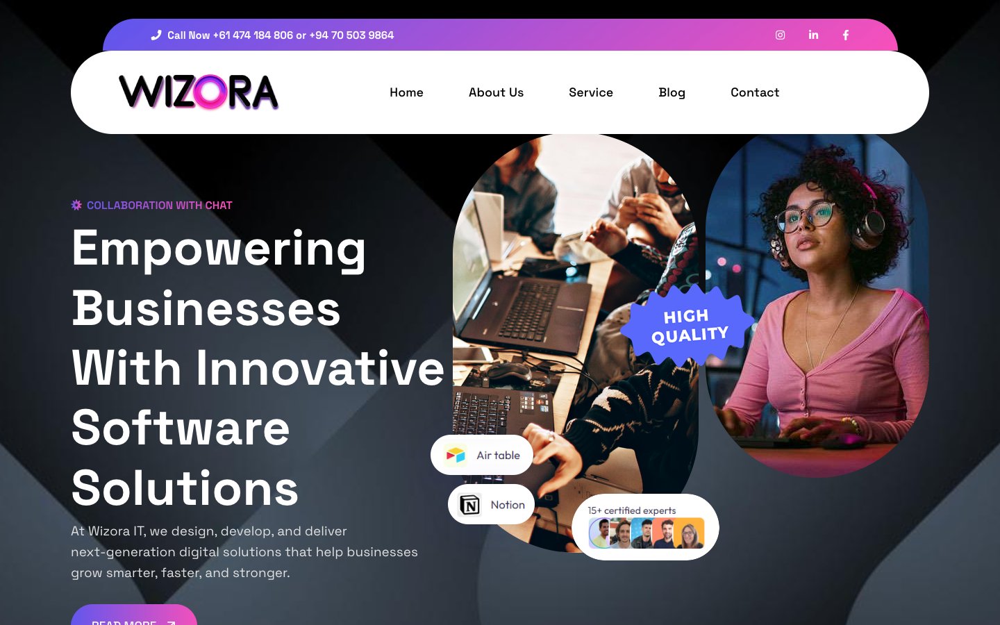 Wizora IT website preview